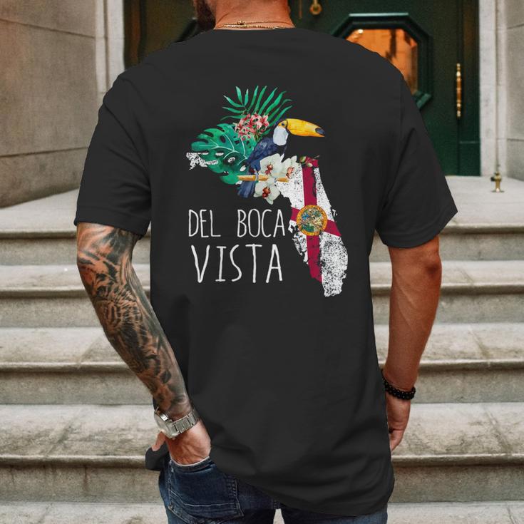 Del Boca Vista Florida Tropical Mens Back Print T-shirt Gifts for Men