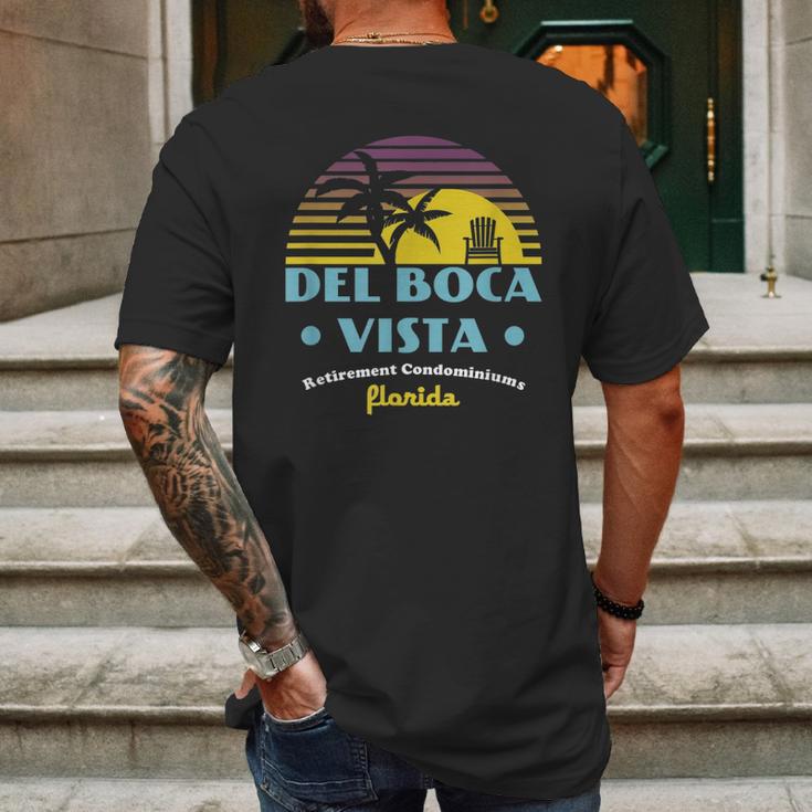 Del Boca Vista Retirement Community Vintage Mens Back Print T-shirt Gifts for Men