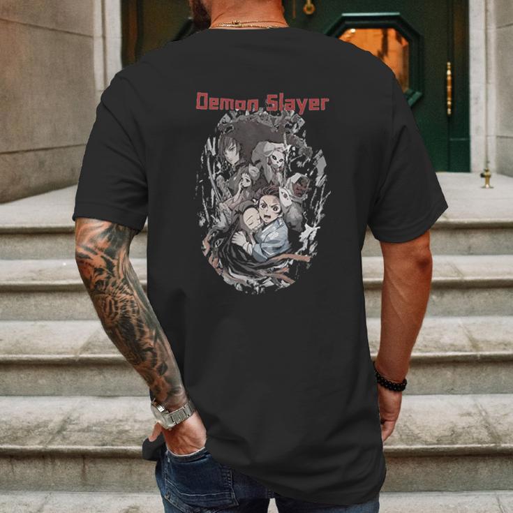 Demon Slayer Black Mens Back Print T-shirt Gifts for Men