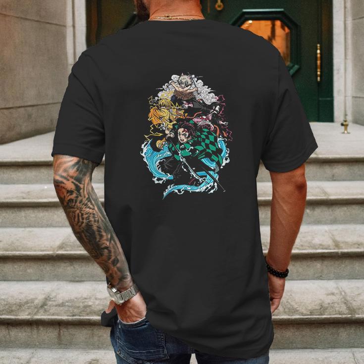 Demon Slayer Cartoon Mens Back Print T-shirt Gifts for Men