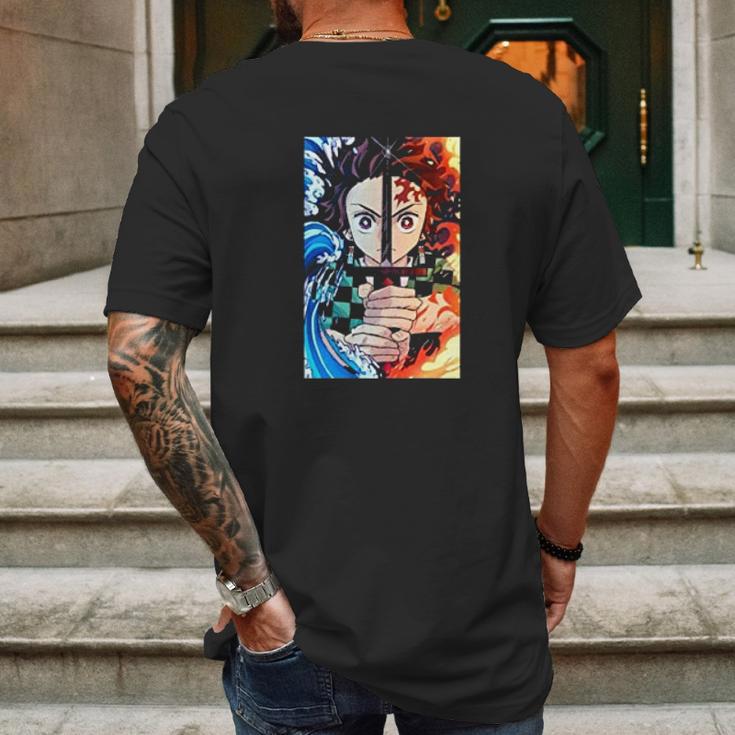 Demon Slayer Fire Water Power Mens Back Print T-shirt Gifts for Men