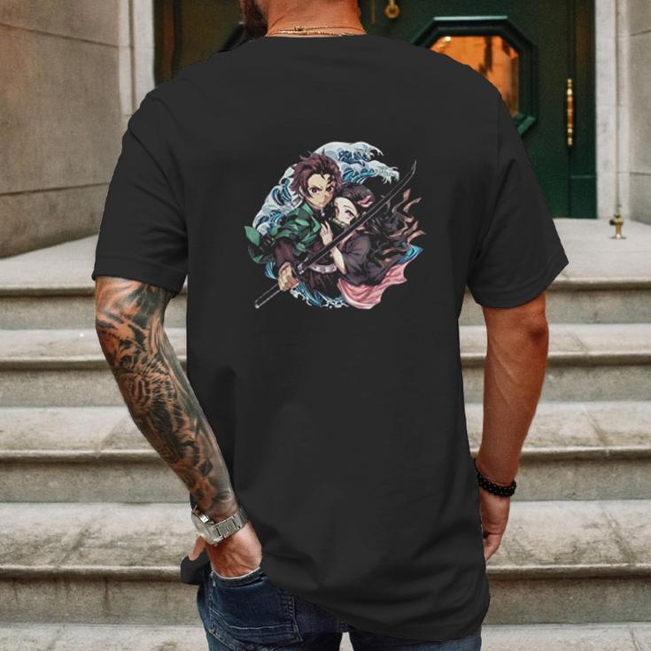 Demon Slayer Siblings Mens Back Print T-shirt Gifts for Men