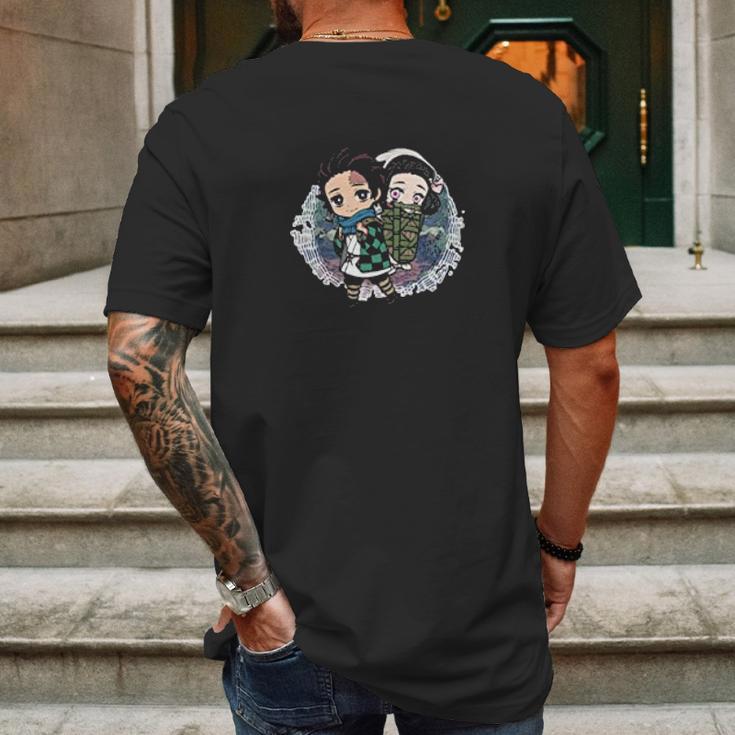 Demon Slayer Siblings Protection Mens Back Print T-shirt Gifts for Men