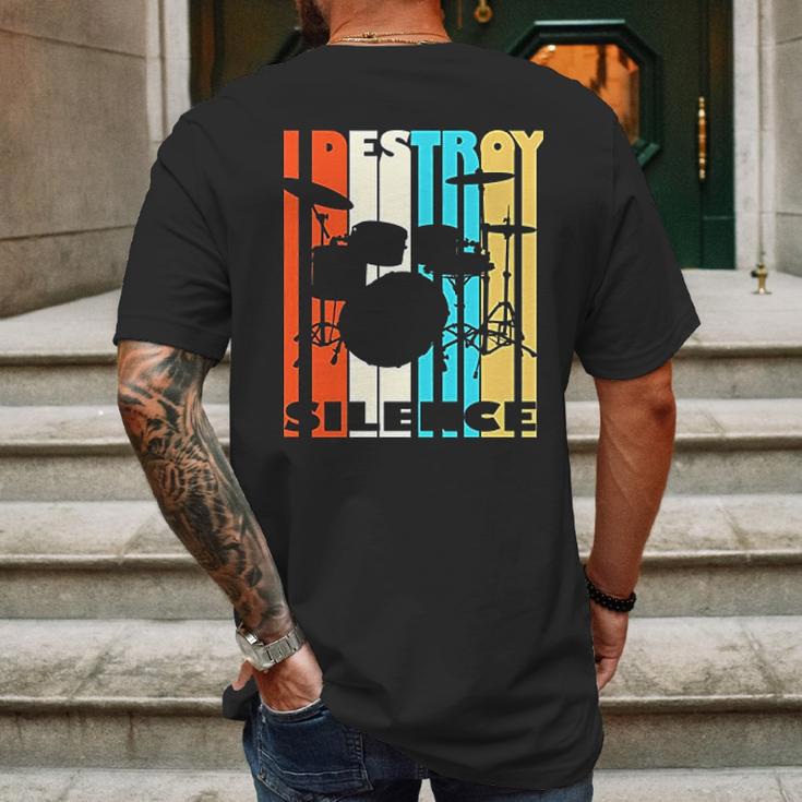 I Destroy Silence Drums Drummer Band Music Fan Mens Back Print T-shirt Gifts for Men