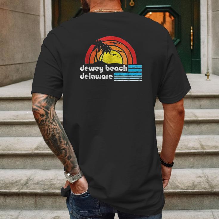 Dewey Beach Delaware Retro 80S Surfer Vibe Mens Back Print T-shirt Gifts for Men