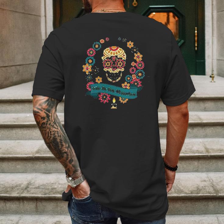 Dia De Los Muertos Sugar Skull Day Of The Dead Raglan Baseball Mens Back Print T-shirt Gifts for Men