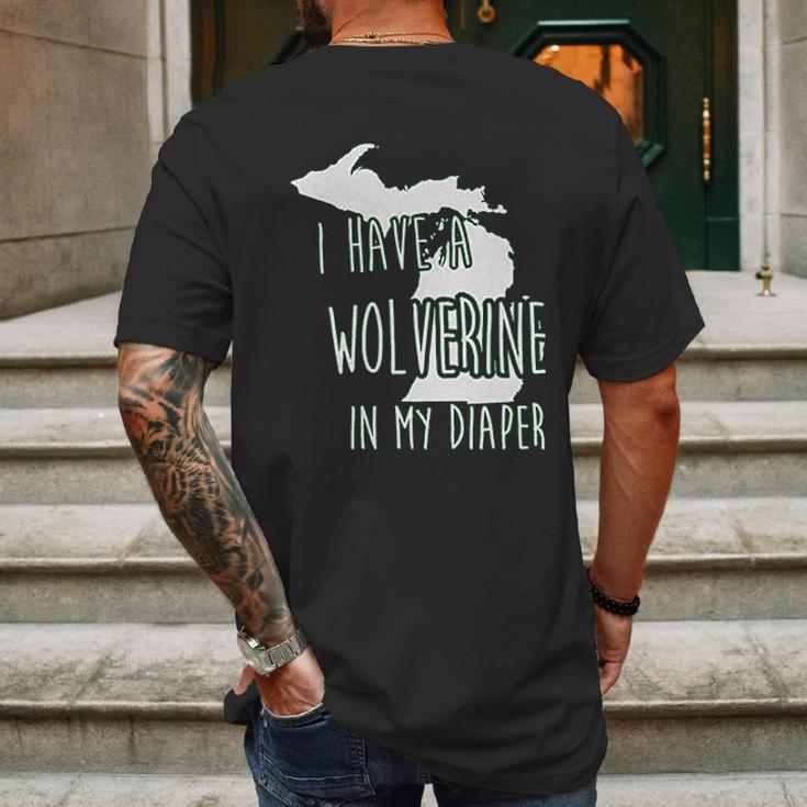 In My Diaper I Have A Wolverine State Of Michigan Msu Baby Mens Back Print T-shirt Gifts for Men