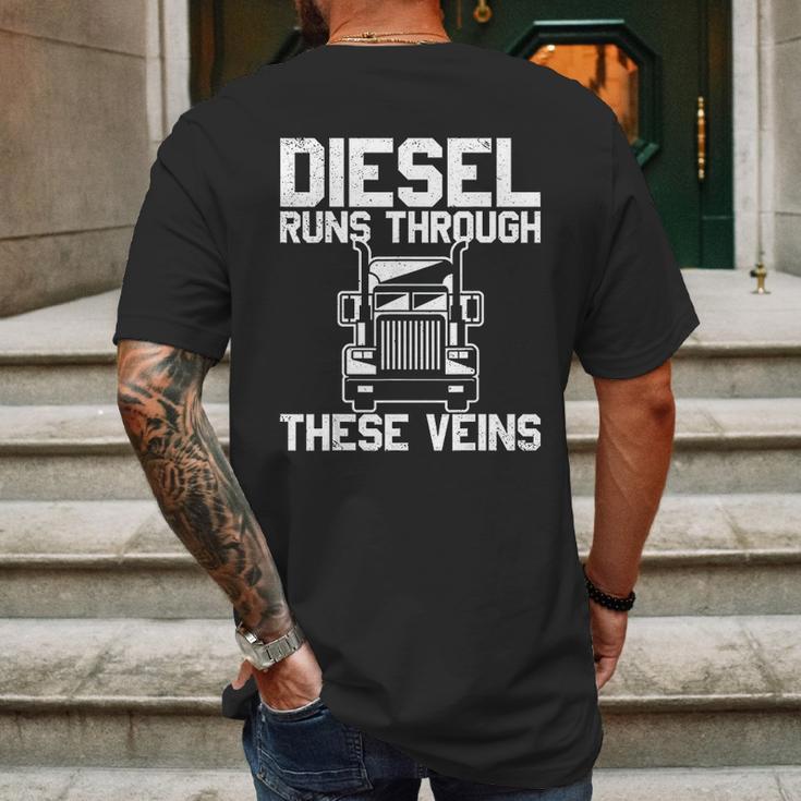 Diesel Runs Through These Viens Truck Driver Mens Back Print T-shirt Gifts for Men