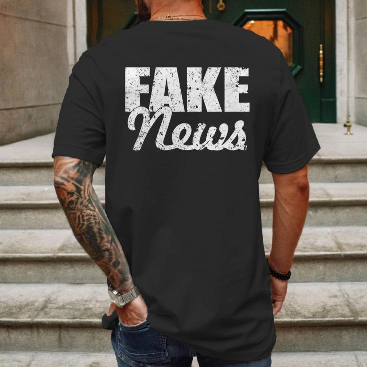 Distressed Fake News Logo Mens Back Print T-shirt Gifts for Men