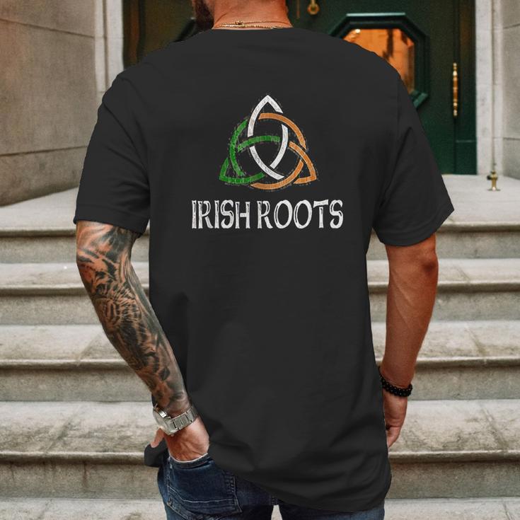 Distressed Irish Roots Celtic Knot Mens Back Print T-shirt Gifts for Men