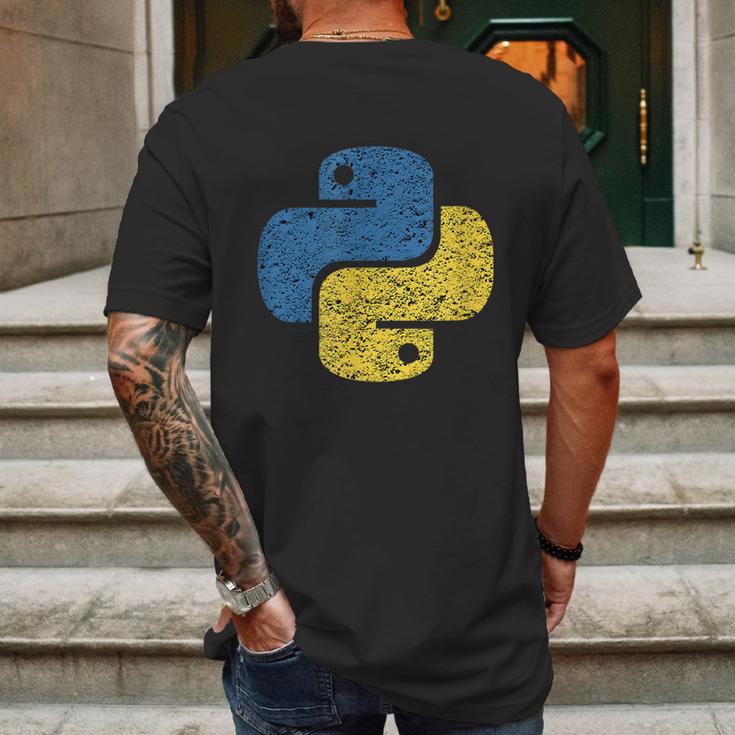 Distressed Python Logo For Engineers Mens Back Print T-shirt Gifts for Men