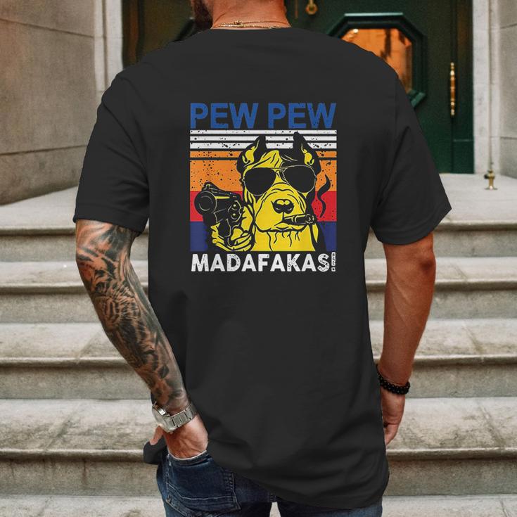 Dog Pew Pew Madafakas Vintage Crazy Pit Bull Mens Back Print T-shirt Gifts for Men