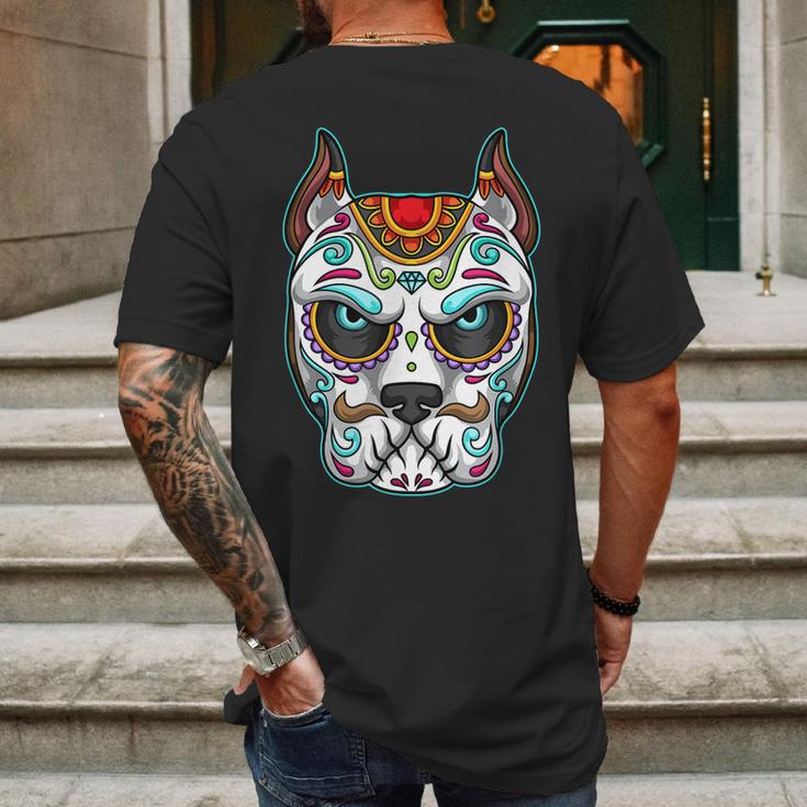 Dog Sugar Skull Funny Day Of The Dead Matching Group Mens Back Print T-shirt Gifts for Men