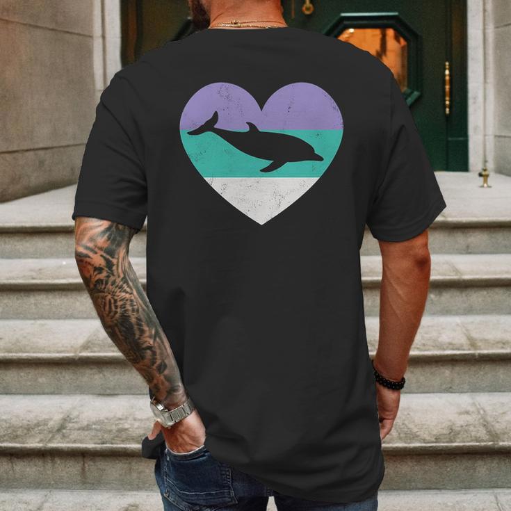 Dolphin Vintage Heart Mens Back Print T-shirt Gifts for Men