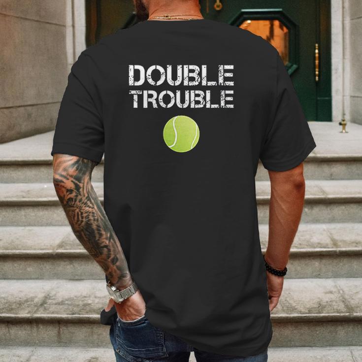 Double Trouble Funny Tennis Team Gift Mens Back Print T-shirt Gifts for Men