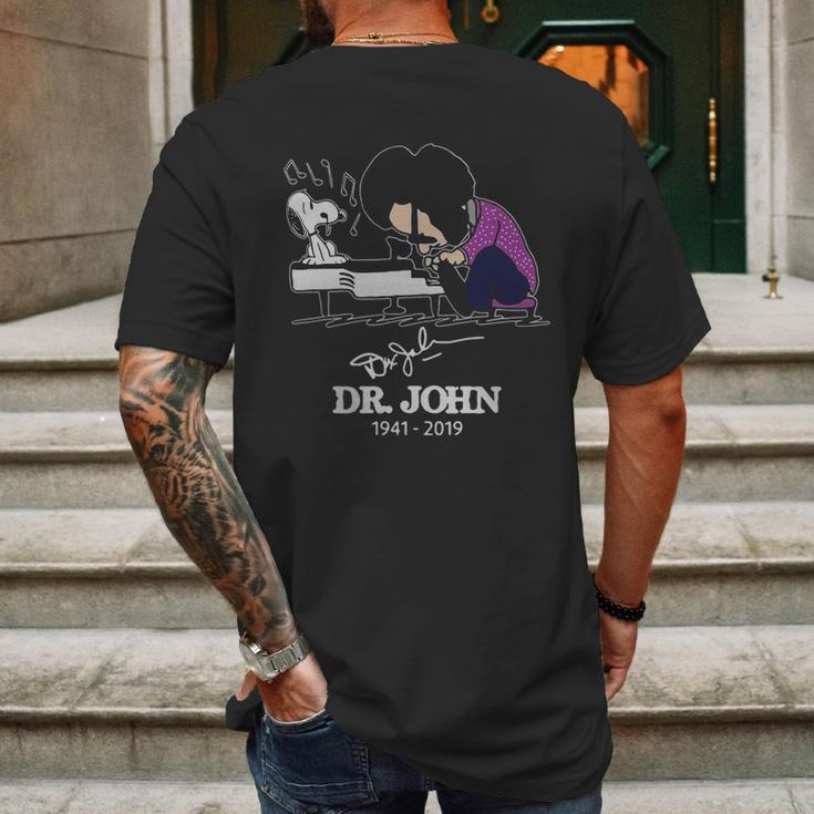 Dr John And Snoopy Mashup Schroeder Playing Piano Signature T-Shirt Mens Back Print T-shirt Gifts for Men