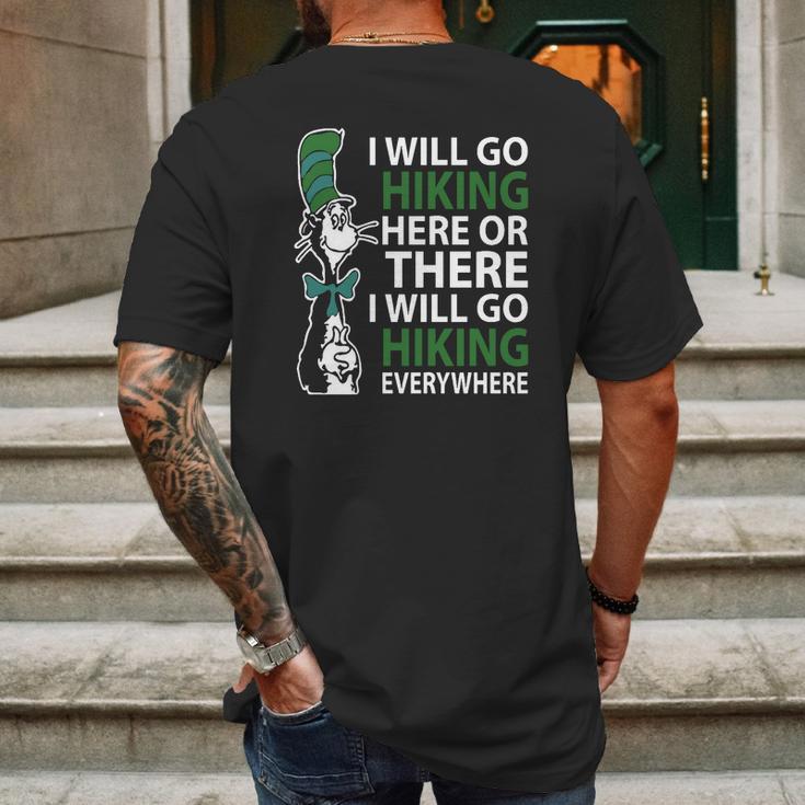 Dr Seuss I Will Go Hiking Here Or There I Will Go Hiking Everywhere Mens Back Print T-shirt Gifts for Men