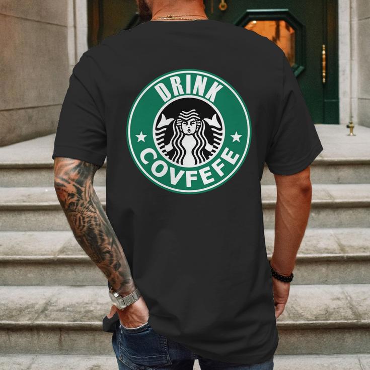 Drink Covfefe Funny Parody Logo Mens Back Print T-shirt Gifts for Men