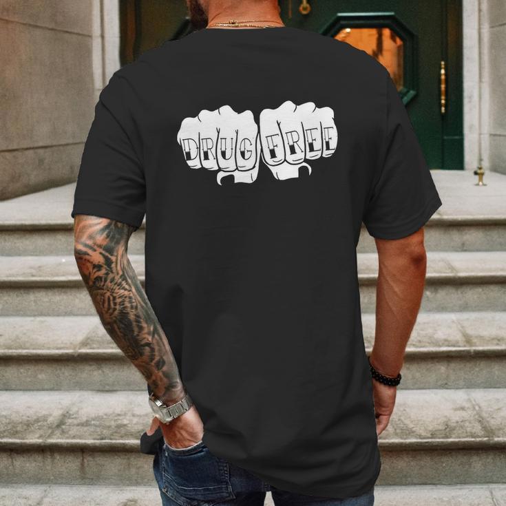 Drug Free Tattoo Narcotics Anonymous Recovery Mens Back Print T-shirt Gifts for Men