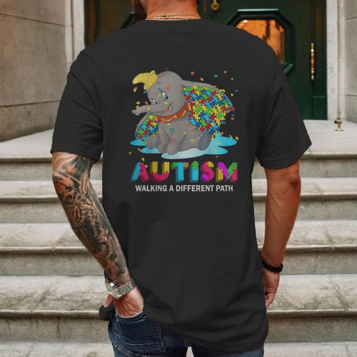 Dumbo Autism Walking A Different Path Mens Back Print T-shirt Gifts for Men