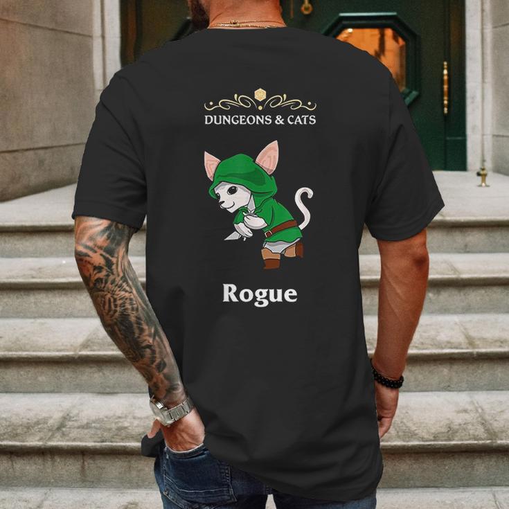 Dungeons And Cat Rogue Roleplaying Fantasy Gamers Mens Back Print T-shirt Gifts for Men