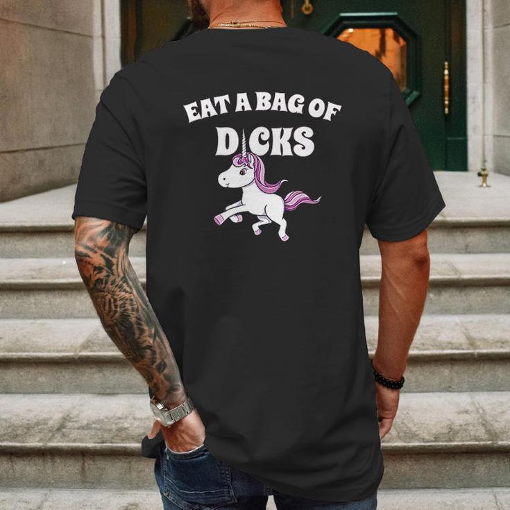 Eat A Giant Bag Of Dicks Unicorn Mens Back Print T-shirt Gifts for Men