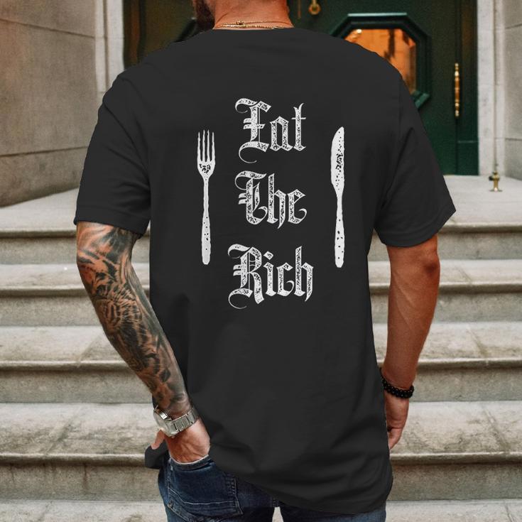 Eat Rich Funny Anarchist Revolution Mens Back Print T-shirt Gifts for Men