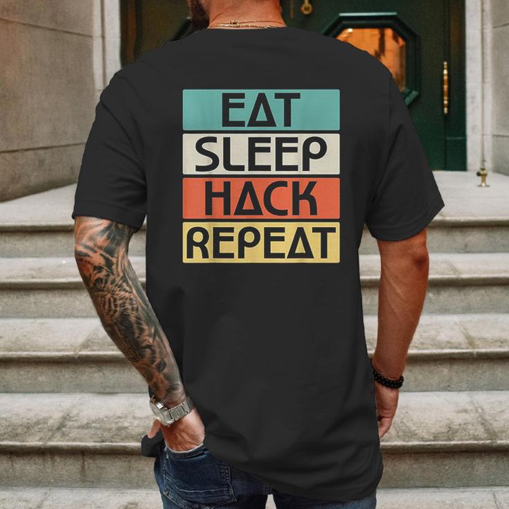 Eat Sleep Hack Repeat Mens Back Print T-shirt Gifts for Men