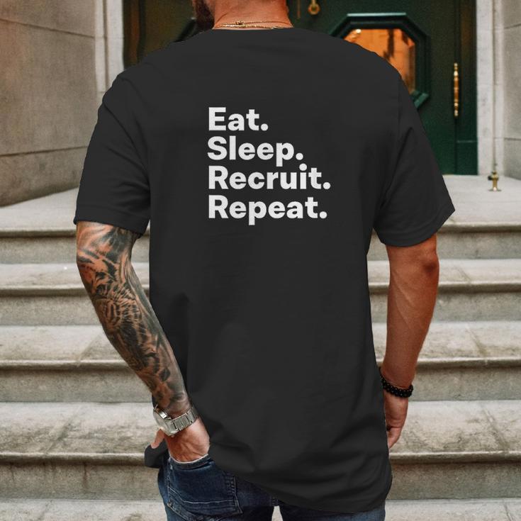 Eat Sleep Recruit Repeat Mens Back Print T-shirt Gifts for Men