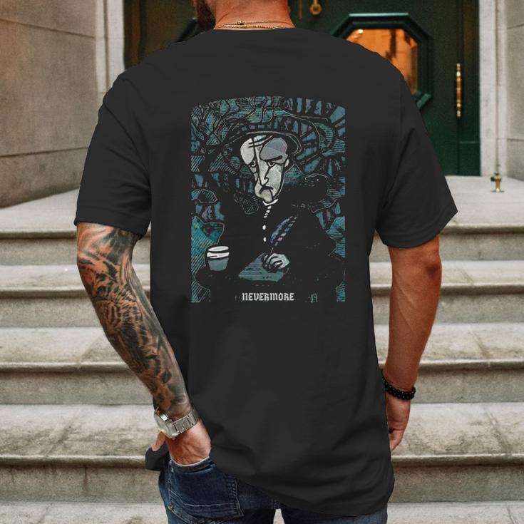 Edgar Allan Poe Nevermore Raven Mens Back Print T-shirt Gifts for Men