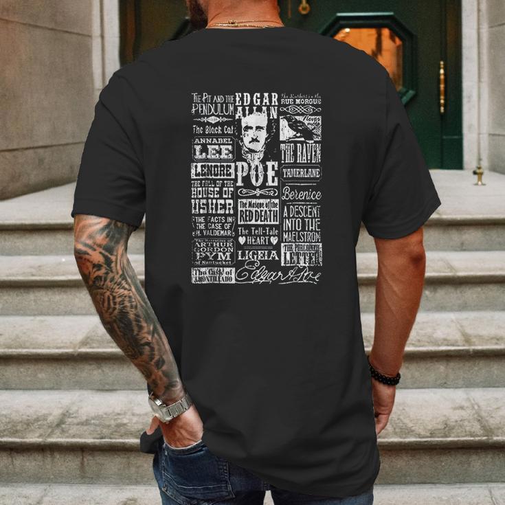 Edgar Allan Poe Poems Quotes Raven Literature Mens Back Print T-shirt Gifts for Men