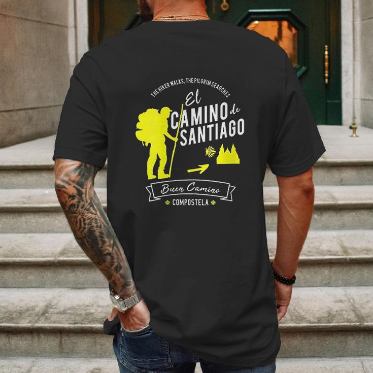 El Camino De Santiago Compostela Spain Pilgrim Hikers Gift Mens Back Print T-shirt Gifts for Men