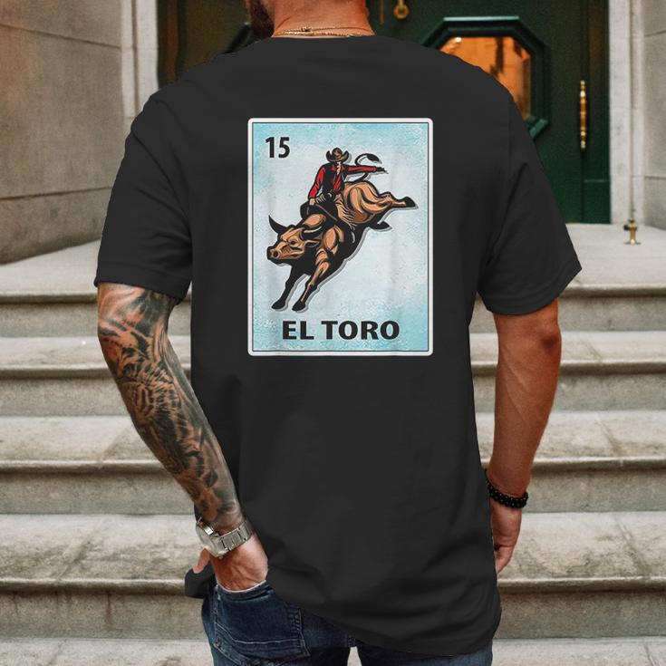 El Toro Mexican Bull Riding Cards Mens Back Print T-shirt Gifts for Men