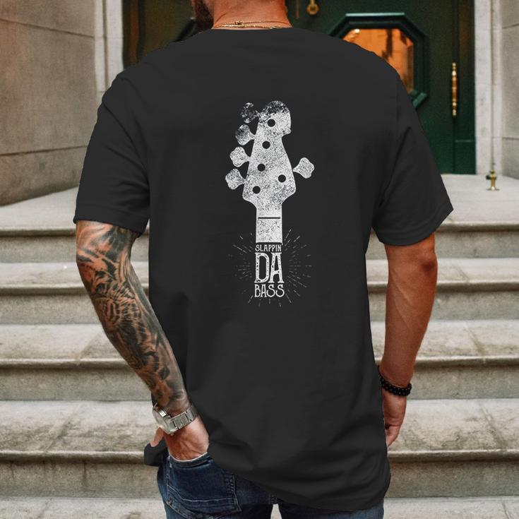 Electric Guitar Slappin Da Bass Player Mens Back Print T-shirt Gifts for Men