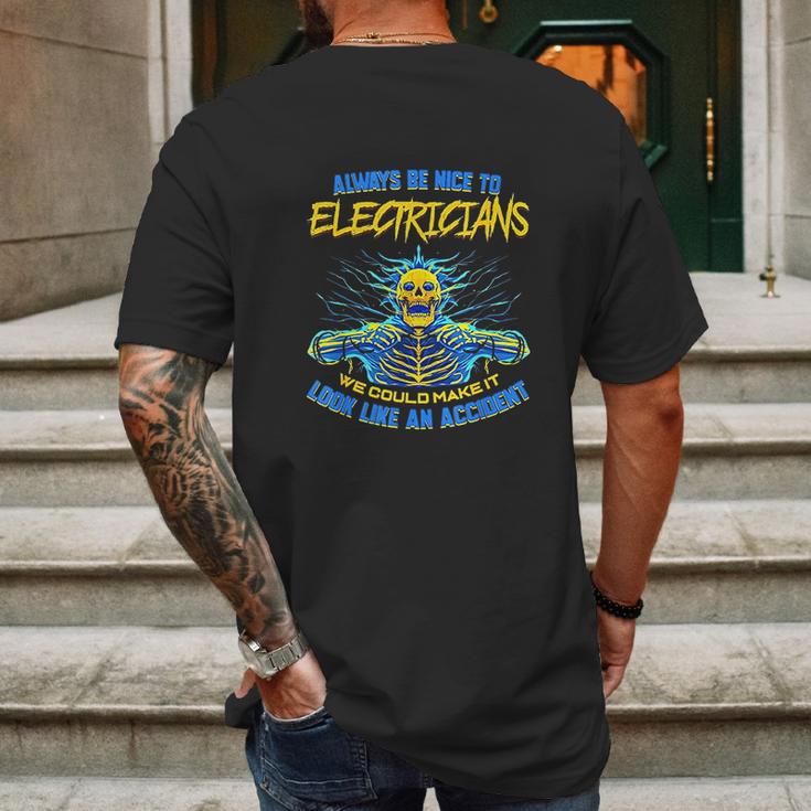 Electrician Funny Gift For Electrical Engineer Electricity Mens Back Print T-shirt Gifts for Men