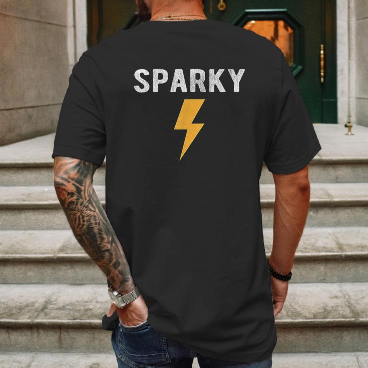 Electrician Gift Funny Sparky Nickname Lightning Bolt Mens Back Print T-shirt Gifts for Men