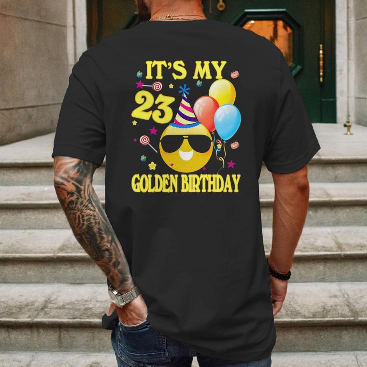 Emoji Its My Golden Birthday 23 Years Old 23Rd Mens Back Print T-shirt Gifts for Men