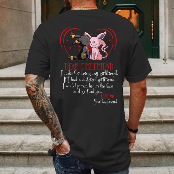 Espeon And Umbreon Boyfriend Dear Girlfriend Mens Back Print T-shirt Gifts for Men