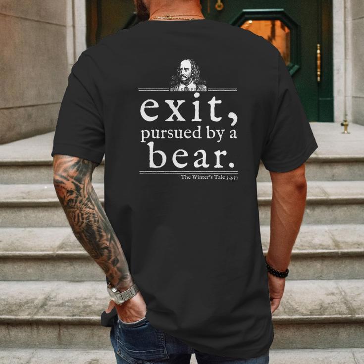 Exit Pursued By Bear Shakespeare Theater Gift Mens Back Print T-shirt Gifts for Men