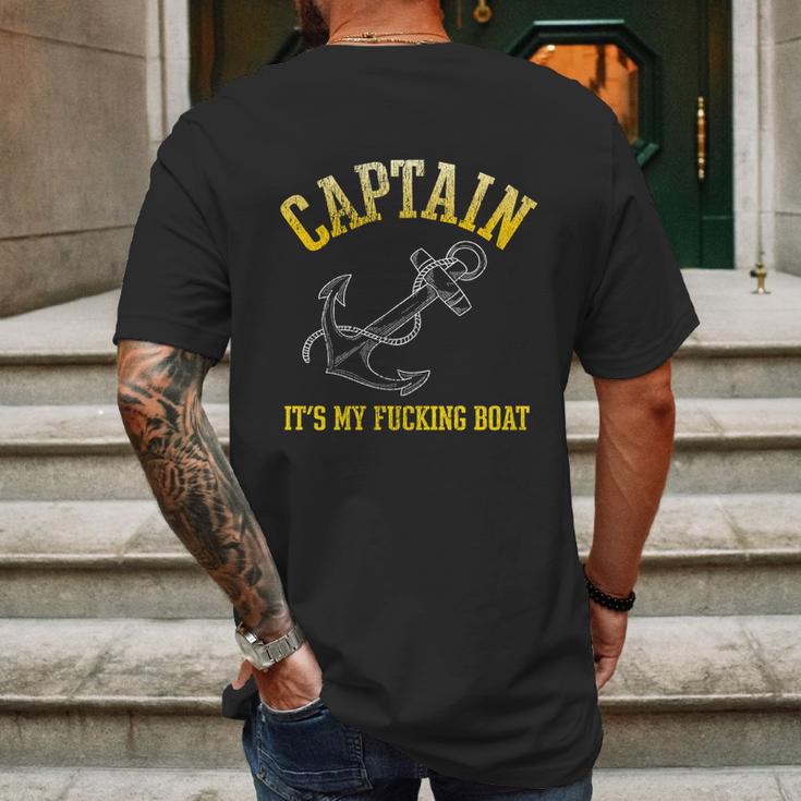 Faded Funny Gift Its My Fucking Boat Funny Gift Yacht Rock Party Boat Captain Me Mens Back Print T-shirt Gifts for Men