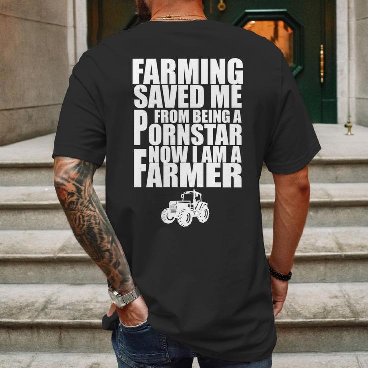 Farming Saved Me From Being A Pornstar Mens Back Print T-shirt Gifts for Men