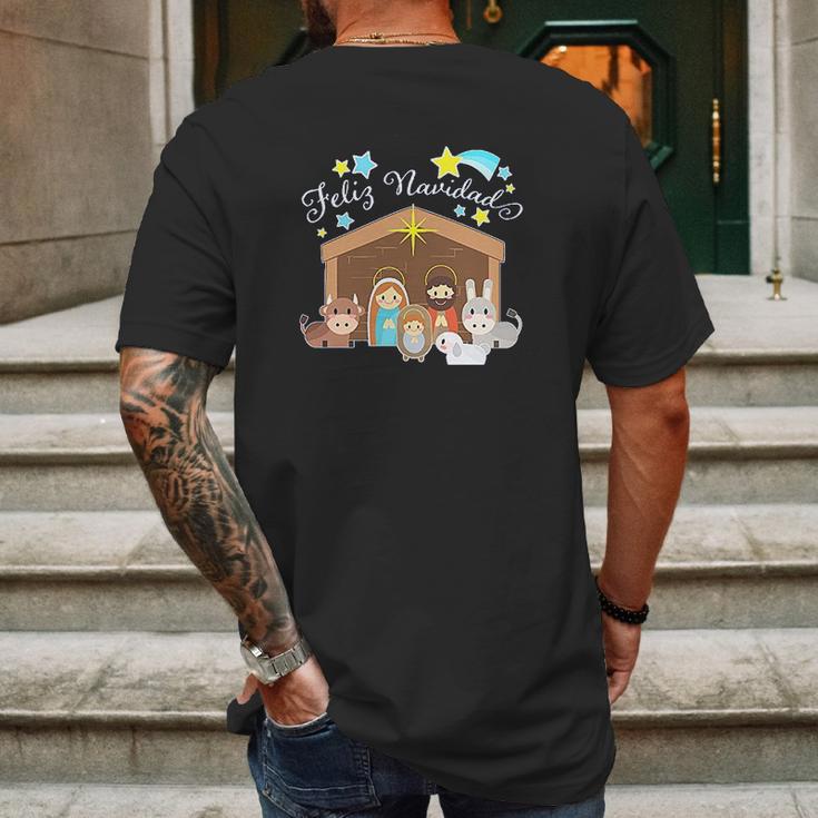 Feliz Navidad Cute Nativity Scene Mens Back Print T-shirt Gifts for Men