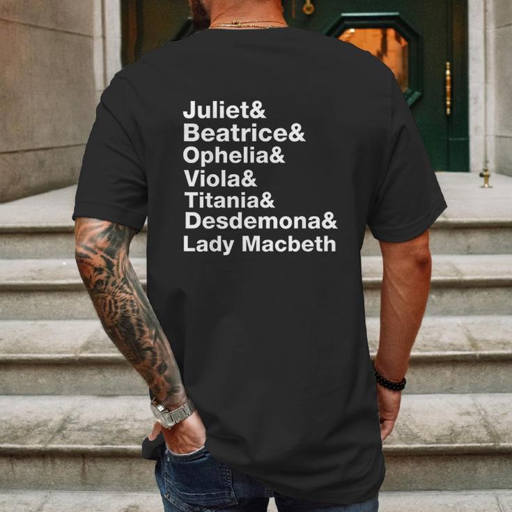 Female Characters Of William Shakespeare Plays Mens Back Print T-shirt Gifts for Men