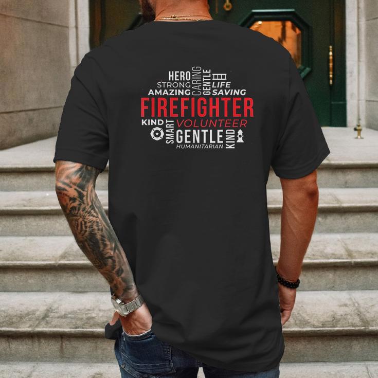 Firefighter Volunteer Fire Brigade Gift Firefighters Mens Back Print T-shirt Gifts for Men