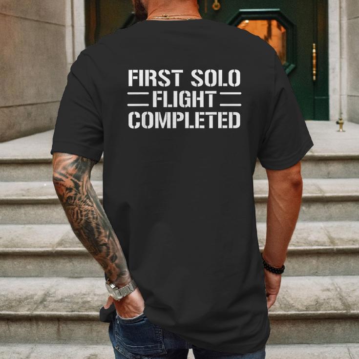 First Solo Flight Completed Pilot Student Mens Back Print T-shirt Gifts for Men