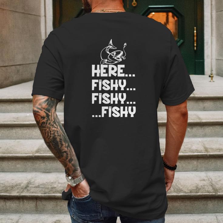 Here Fishy Fishy Fishy Shirt Hoodie Tank Top Mens Back Print T-shirt Gifts for Men