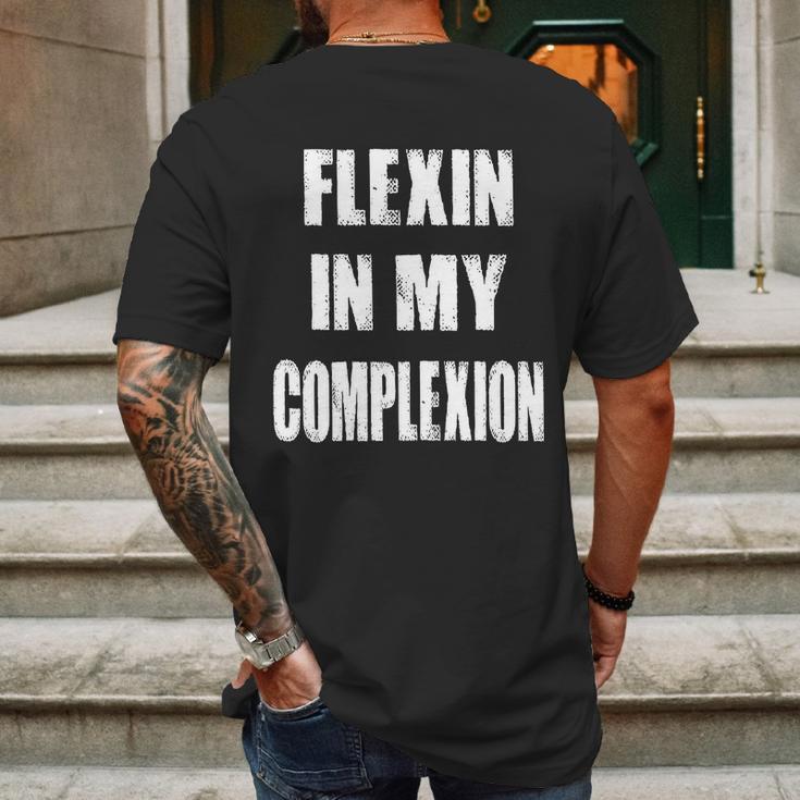 Flexin My Complexion Distressed Logo Mens Back Print T-shirt Gifts for Men