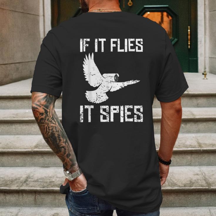 If It Flies It Spies Conspiracy Theory Birds Arent Real Mens Back Print T-shirt Gifts for Men