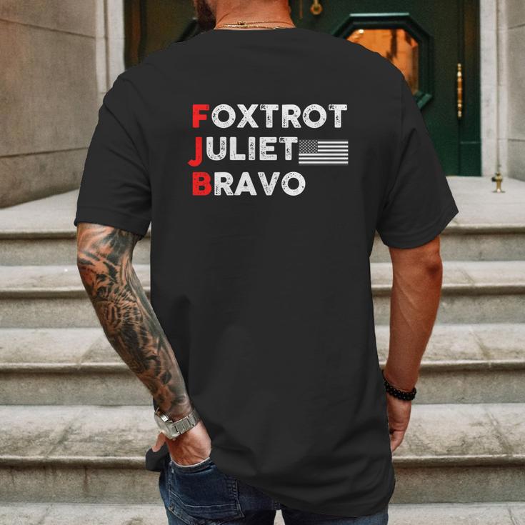 Foxtrot Juliet Bravo American Flag Black And White Fjb Fuck Joe Biden Mens Back Print T-shirt Gifts for Men