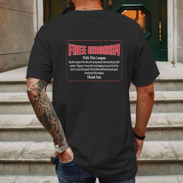 Free Orgasm Coupon Mens Back Print T-shirt Gifts for Men